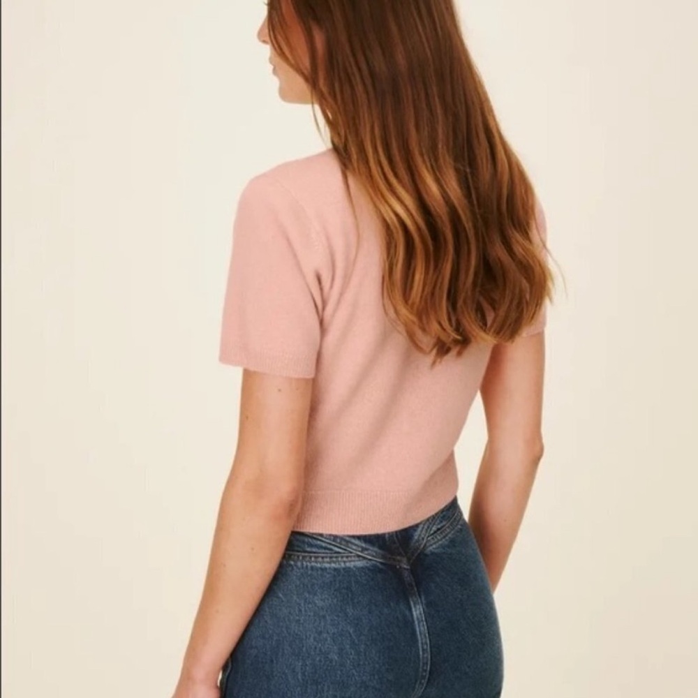 Reformation Cashmere V-Neck Short Sleeve Cardigan - Picture 4 of 6